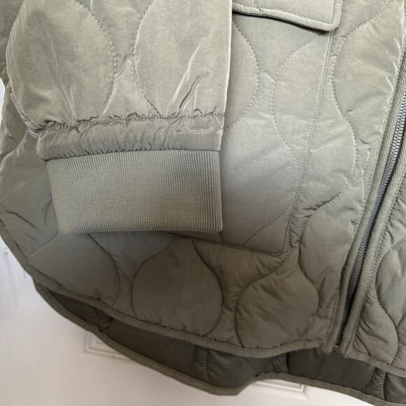 And Now This Women Jacket NEW Plus 2X Green Reversible Collarless Quilted Nylon - Picture 6 of 11